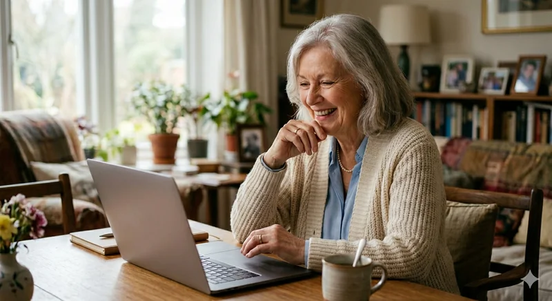 Woman smiling during video call