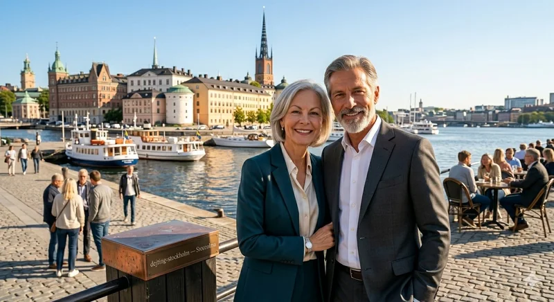 Mature couple at Stockholm waterfront