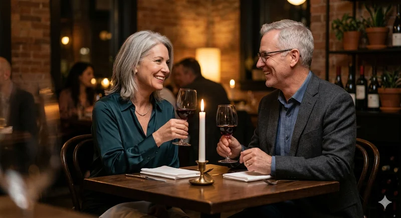 Mature couple on a first date