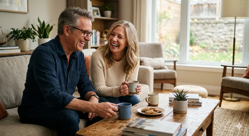 Man and woman laughing together