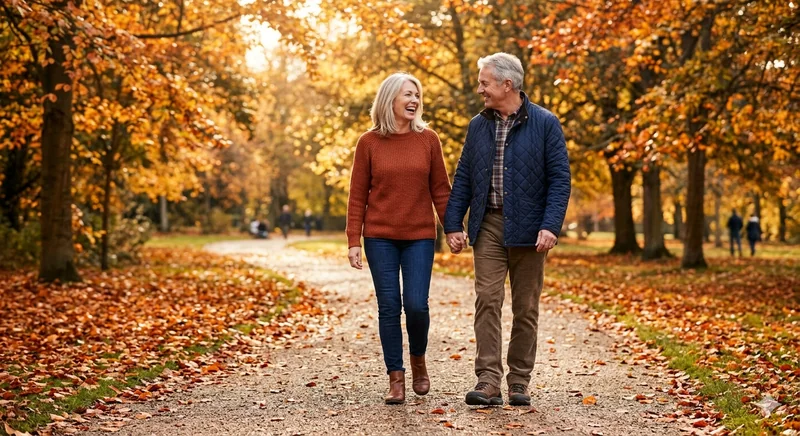 Mature couple walking in park