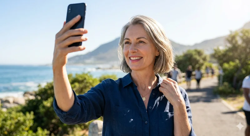 Woman taking a selfie outdoors