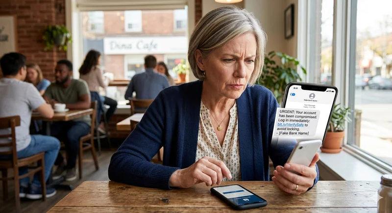 Person checking suspicious message